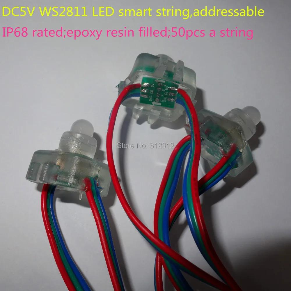 ּ   DC5V WS2811 LED Ʈ Ʈ,  rgb ̾, IP68 ,   , 50pcs ڿ